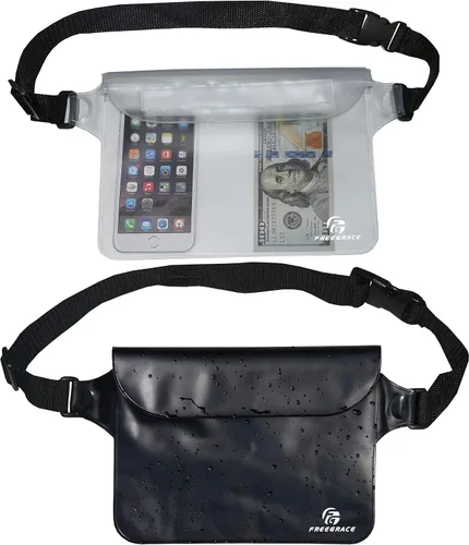 Vista 17 de Freegrace Juego de bolsas impermeables con correa para la cintura/funda para mantener tu teléfono y objetos de valor secos y seguros. Bolsas secas