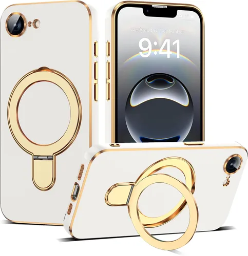 Vista 176 de Funda compatible con iPhone 12 con soporte de anillo magnético invisible [compatible con Mag-Safe] [Protector completo de lente de cámara] Funda