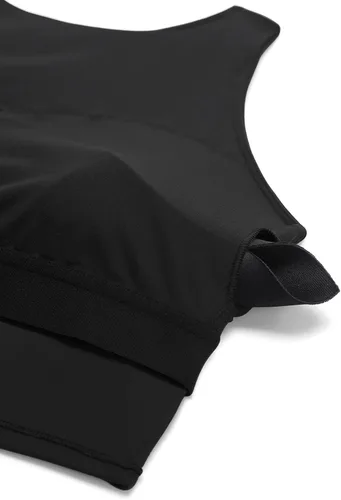 Vista 4 de CRZ YOGA - Brasier deportivo de cuello alto con espalda cruzada para mujer ombliguera para yoga con brasier incorporado, Negro, S