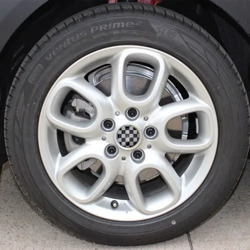 Vista 5 de Tapas para centro de rueda iJDMTOY (4) para MINI Cooper R50 R51 R52 R53 R55 R56 R57 R58 R59 R60 R61 F55 F56, etc., Negro/Blanco