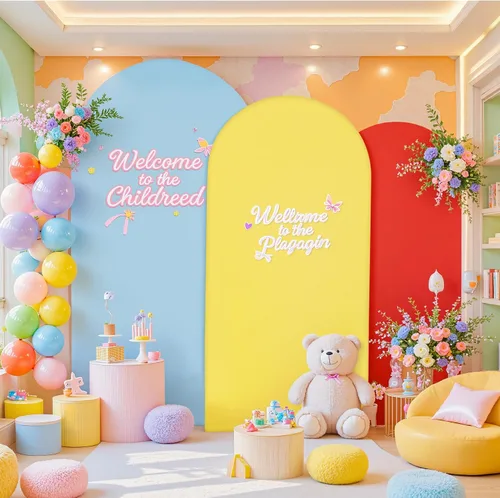 Vista 9 de Juego de 3 fundas elásticas para arco de arco iris de 6, 5, 4 pies, para arco de boda, juego de 3 fundas de elastano ajustadas, de tela azul