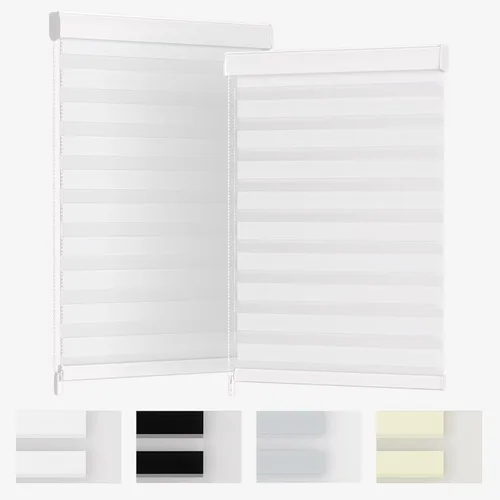 Vista 22 de MYshade Persianas enrollables de cebra opacas (85 %) con cordón para ventanas interiores, persianas de doble capa beige para dormitorio, baño, sala