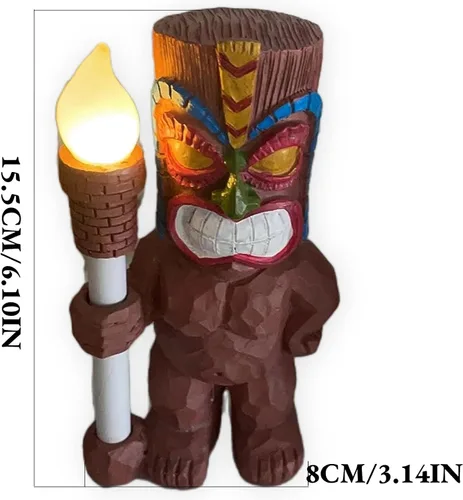 Vista 3 de Estatuilla de tótem solar con luz LED solar Tiki para decoración LED para porche, césped sendero (A)