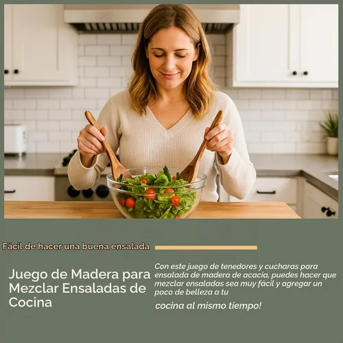 Vista 3 de Muso Wood Servidores de ensalada de acacia, 10 pulgadas, juego de 2