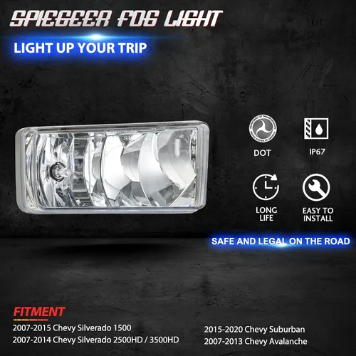 Vista 3 de Conjunto de luces antiniebla para Chevy Silverado 2007 2008 2009 2010 2011 2012 2013 2014 2015 Kit de repuesto para Avalanche 2007-2013, Suburban