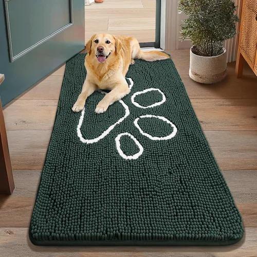 Vista 172 de Smiry Tapete para puerta de perro para patas fangosas, absorbente y Gris y negro