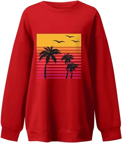 Vista 3 de Sudaderas para mujer, de gran tamaño, cómodas, de manga larga, lindas, cuello redondo, casual, ropa de moda de otoño 2023