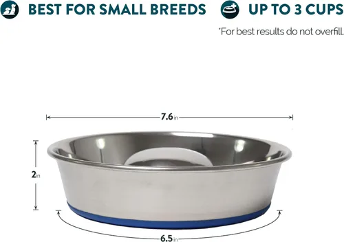 Vista 2 de OurPets Durapet Tazón de alimentación lenta Premium de acero inoxidable para perros, plateado, pequeño (2040010300)