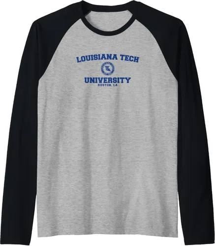 Vista 14 de Louisiana Tech Bulldogs Circle Logo Raglan Baseball Tee