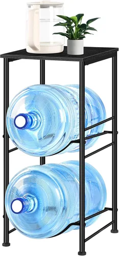 Vista 9 de MOOACE Estante para jarra de agua de 3 niveles, organizador de 5 galones con estante superior de almacenamiento, color negro
