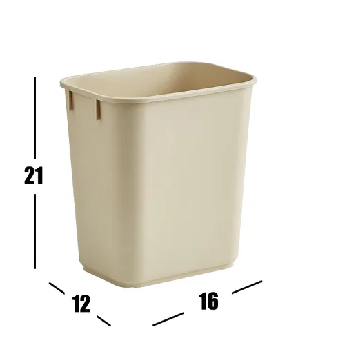 Vista 2 de Cubo de basura rectangular beige de 10 galones para restaurante, papelera comercial, papelera de plástico para oficina, cubo de basura para baño