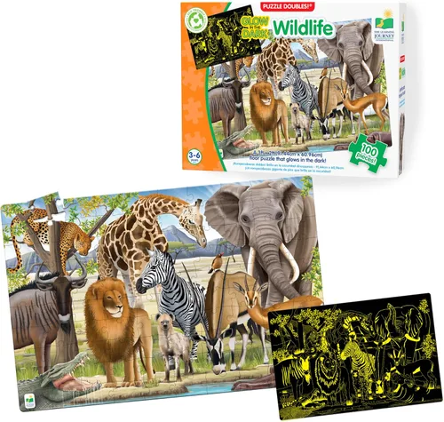Vista 14 de The Learning Journey Puzzle Doubles que brilla en la oscuridad – Dinos – Rompecabezas preescolar de 100 piezas que brilla en la oscuridad