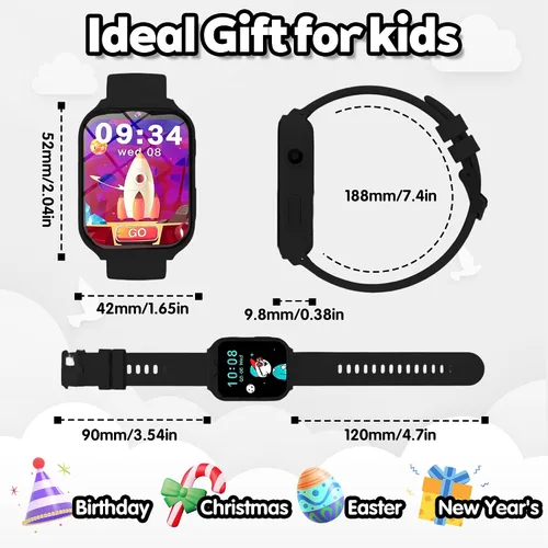 Vista 8 de Reloj inteligente para niños, reloj para niños con 18 juegos de rompecabezas, pantalla táctil HD de 1.83 pulgadas, rastreador de fitness, podómetro