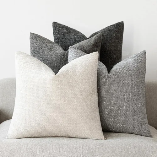 Vista 9 de 18x18 Fundas de almohada de chenilla, paquete de 4, serie neutra beige/marrón