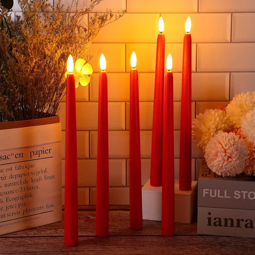 Vista 5 de Handepo Paquete de 48 velas LED sin llama, color rojo, 11 pulgadas