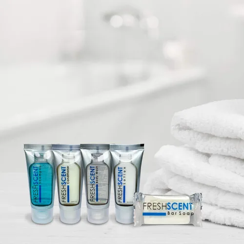 Vista 7 de Freshscent Loción 1oz (100 Pack) Tamaño de viaje del hotel, Amenidades a granel y artículos de tocador para la hospitalidad
