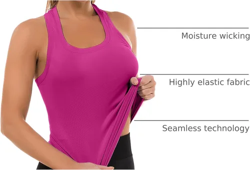 Vista 142 de MathCat Camisetas de entrenamiento para mujer, sin costuras, básicas, sin mangas, con espalda cruzada, atlética, yoga, correr, uso diario