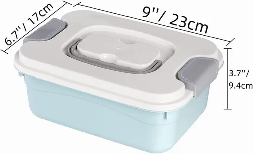 Vista 2 de Elsjoy Juego de 6 cubos pequeños de plástico con tapa y asa, caja de almacenamiento de plástico de 2.1 cuartos de galón, contenedor