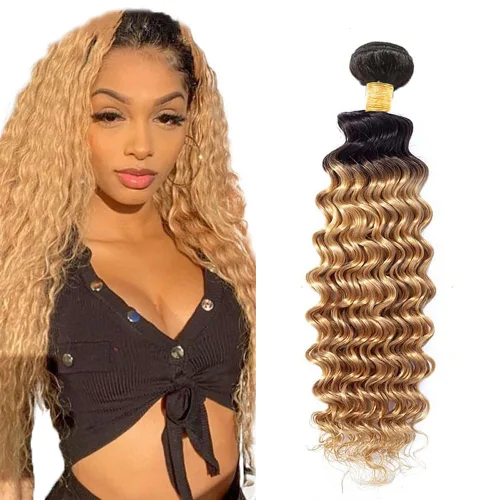 Vista 233 de 300g 1B27 Human Hair Bundles Honey Blonde Bundles Human Hair 10A Brazilian Virgin Remy Hair Extensions 8 10 12 Inch