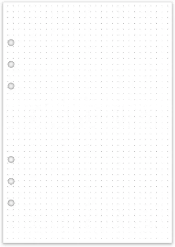 Vista 6 de Recambios de papel punteado A5 para planificador/carpetas/organizador A5 Filofax, 6 agujeros perforados, 100 hojas/200 páginas, 3.53 oz/m², 5.8 x