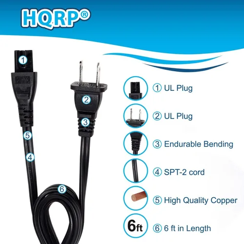 Vista 4 de HQRP Cable de alimentación de CA compatible con VIZIO E-Series E420D-A0 E420DA0 E420i-A1 E420iA1 E420i-B0 E420iB0 E480-B2 E480B2 E480i-B2 E480iB2