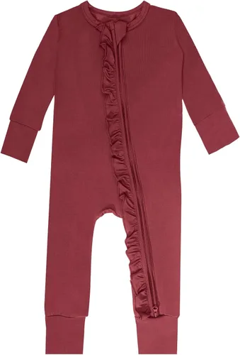 Vista 14 de GUISBY Rayon - Mameluco de manga larga para bebé, sin pies, cremallera de 2 vías con volantes, para dormir de 0 a 24 meses Negro