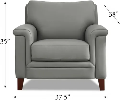 Vista 3 de Hydeline Westcott - Silla de cuero de grano superior, gris plateado, espuma viscoelástica y bobinas de bolsillo Plata Gris