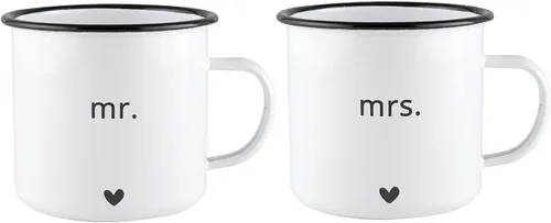 Vista 8 de Santa Barbara Design Studio Tazas de café esmaltadas para boda, juego de 2, Love You More