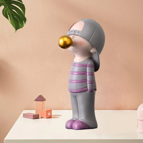 Vista 2 de Figura de escritorio, estatua de resina, escultura de dibujos animados, manualidades abstractas, ornamento de arte, estatua de mesa para el hogar