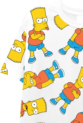 Vista 5 de The Simpsons Camiseta clásica de Bart Simpson Homer, Bart, Lisa Tee Allover para hombre