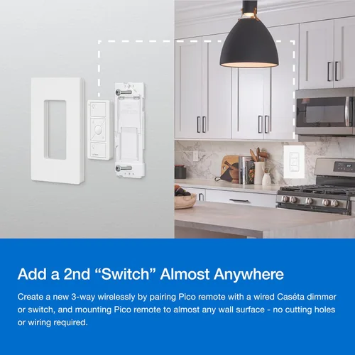 Vista 7 de Lutron Caseta - Kit original de interruptor de atenuación inteligente, 2 interruptores de atenuación, 2 placas de pared, 2 controles remotos, 2
