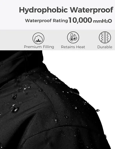 Vista 3 de Wantdo - Chamarra de esquí impermeable con capucha de forro polar para invierno y nieve, resistente al viento
