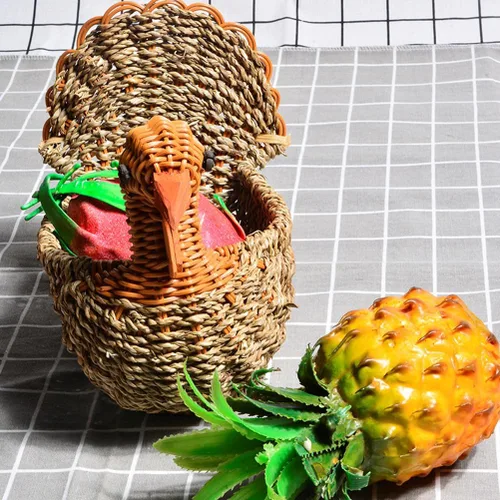 Vista 5 de Cesta de fruta tejida a mano, 2 unidades, cesta de frutas, cesta de pan, cuenco tejido decorativo, exhibición de fruta, organizador de escritorio