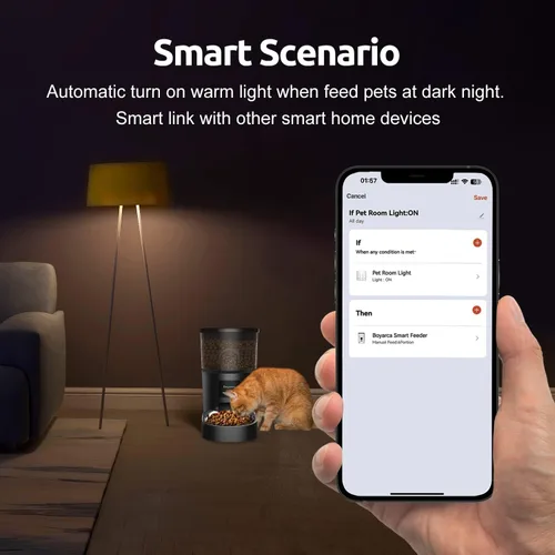 Vista 6 de Boyarca Comedero automático para mascotas de funcionamiento manual, alimentador automático para perros con bolsa desecante, alimentadores