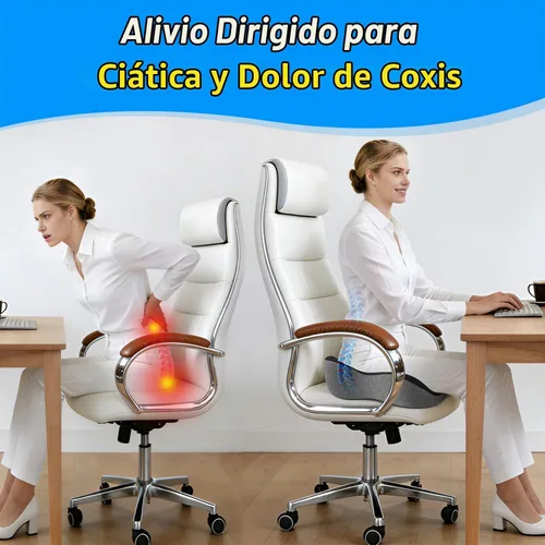 Vista 3 de Dreamer Car Cojín de asiento para alivio del dolor de coxis y ciática Negro y gris