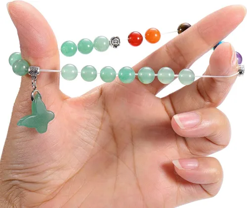 Vista 3 de PESOENTH Pulseras de 7 chakras para mujer, amatista, cristales curativos, pulsera de cuentas de piedras naturales para yoga, reiki, pulsera