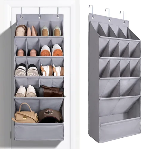 Vista 9 de FENTEC Paquete de 1 Organizador de Zapatos Sobre la Puerta, 68" Bolsillos Profundos Extra Grandes Colgantes Organizadores de Zapatos, Zapatero de 8