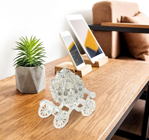 Vista 8 de Kisangel Caja de joyería de carruaje de calabaza, caja de joyería con diamantes de imitación, caja de baratijas de princesa para mujeres