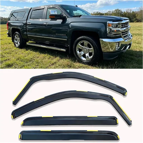 Vista 29 de Deflectores de ventana adhesivos para ventanas laterales y ventilación con viseras para 2015-2018 Chevy Silverado y GMC Sierra 1500 2500HD 3500HD