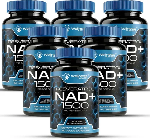 Vista 10 de Wellness LABSRX Suplemento liposomal NAD, 1500 mg - Suplemento de resveratrol NAD para mujeres y hombres, NAD+ apoya la salud celular, energía