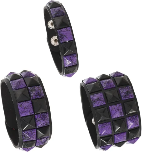 Vista 18 de 3 pulseras punk, pulseras de cuero con tachuelas, pulsera emo, pulseras góticas ajustables para hombres y mujeres