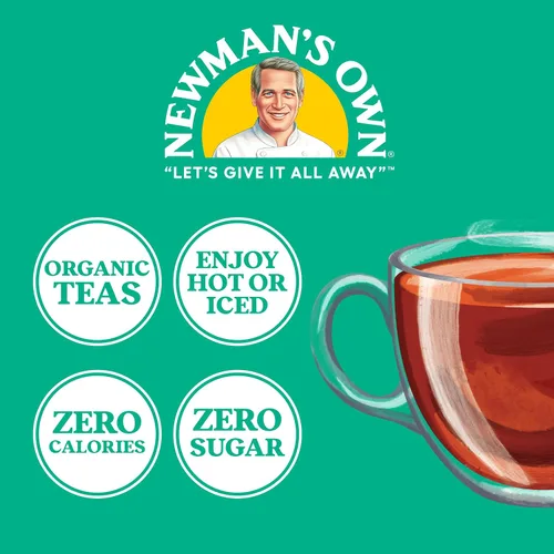 Vista 2 de Newman's Own El té negro orgánico aumenta la inmunidad y promueve el bienestar general, té negro fuerte y robusto sin azúcar con 22 bolsas de té