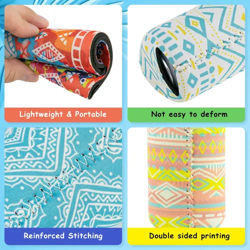Vista 4 de Paquete de 12 fundas de neopreno para enfriar latas de cerveza, para latas estándar de 12 onzas, enfriadores de cerveza para fiestas, eventos