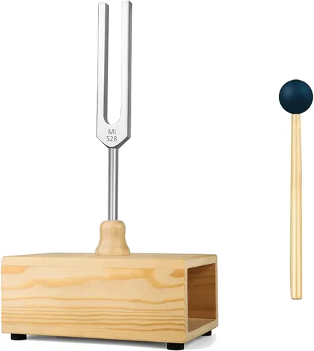 Vista 8 de MIMIRACLE Juego de diapasón de 432 Hz con elegante resonador de madera, ideal para meditación y relajación