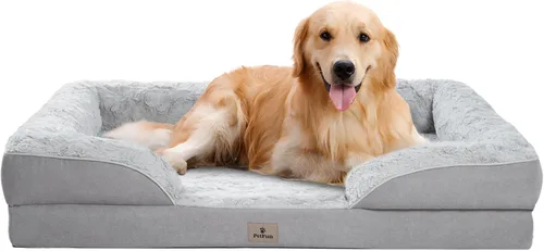 Vista 16 de Cama Sofá Ortopédica para Perros de Tamaño Grande con Soporte de Espuma de Huevo, Cojines Reforzados de Cuatro Lados, Tela Suave Resistente al