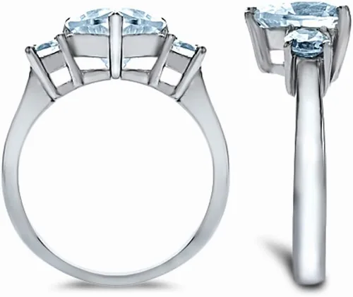 Vista 2 de Star K Anillo de promesa de plata esterlina de 0.315 in con forma de corazón de tres piedras