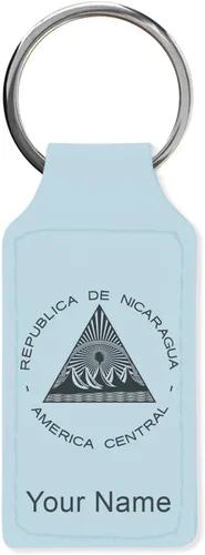 Vista 27 de LaserGram Llavero rectangular, bandera de Nicaragua, grabado personalizado incluido, Bambú