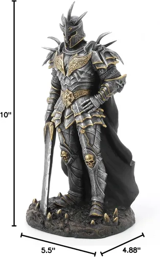 Vista 8 de Veronese Design Litch King blindado de 10" con gran espada escultura de resina acabado pintado a mano