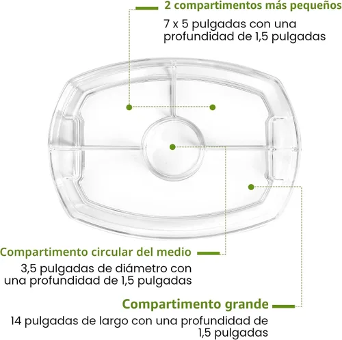 Vista 4 de IVYHOME Bandeja de servir refrigerada de 3 niveles con tapa, bandeja de servir frutas con hielo de 15 pulgadas con 4 compartimentos, plato