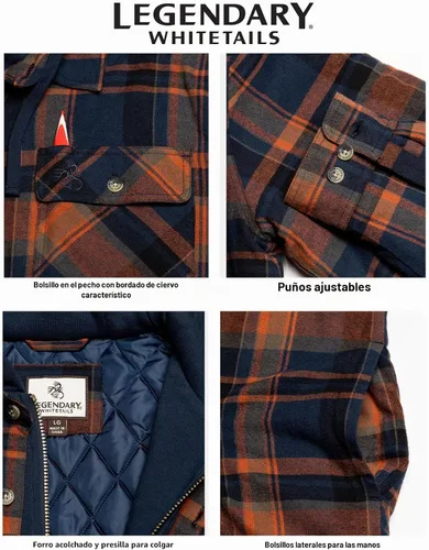 Vista 6 de Legendary Whitetails - Chaqueta Maplewood tipo camisa con capucha para hombre Cuadros de bisonte antiguo